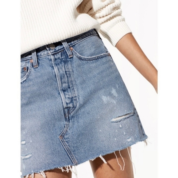 Levi's Dresses & Skirts - Levi’s Distressed Denim Mini Skirt Size 29